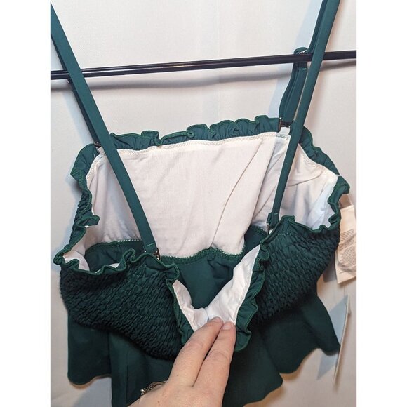 Cupshe Army Green Ruffle Swim Top Size Small - Picture 3 of 10